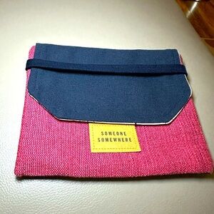 Someone Somewhere Envelope Travel Bag by Delta - Red and  Blue - Handmade - EUC